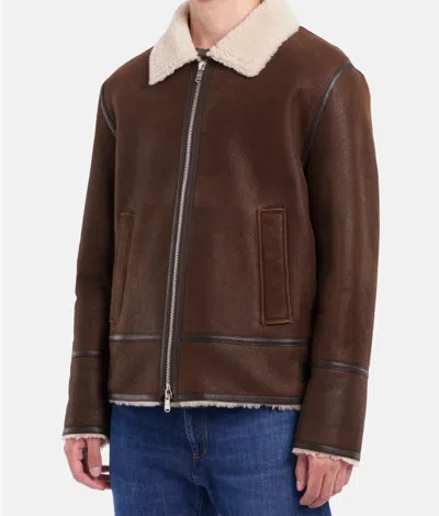 Dondup Shearling-collared Jacket In Brown