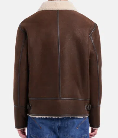 Dondup Shearling-collared Jacket In Brown