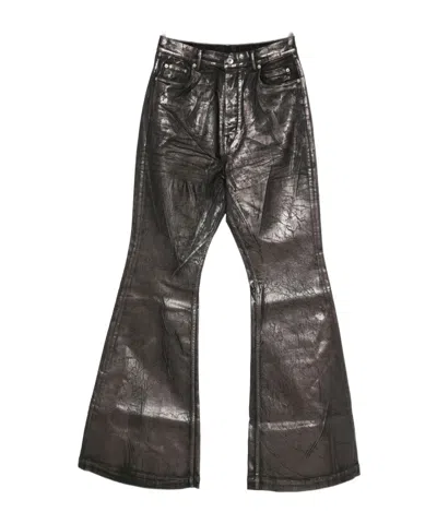 Rick Owens Drkshdw Crackled-effect Flared Jeans In Brown