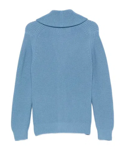 Drumohr Cardigan With Shawl Neck And Patch Pockets In Blue