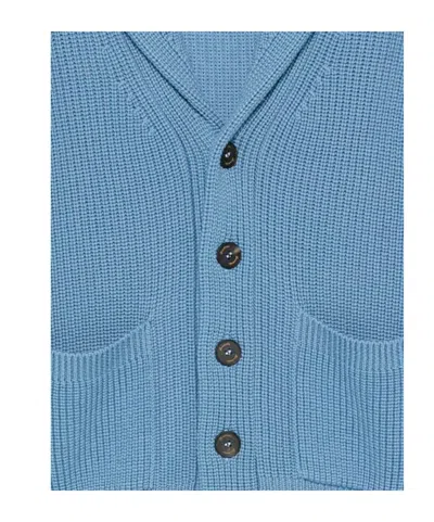 Drumohr Cardigan With Shawl Neck And Patch Pockets In Blue