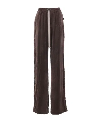 Rick Owens Dietrich Drawstring Velvet Trousers With Patch Pockets In Black
