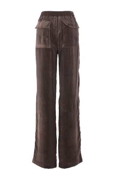 Rick Owens Dietrich Drawstring Velvet Trousers With Patch Pockets In Black