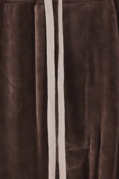 Rick Owens Dietrich Drawstring Velvet Trousers With Patch Pockets In Black