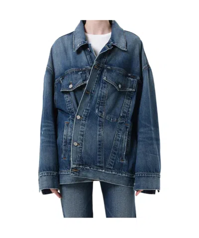 Agolde Button-down Long-sleeved Denim Jacket In Blue