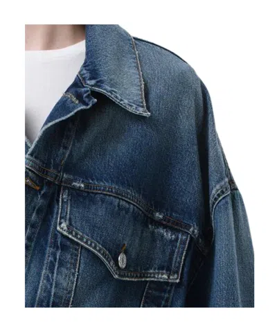 Agolde Button-down Long-sleeved Denim Jacket In Blue