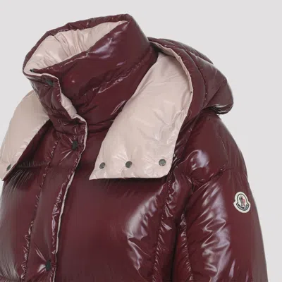 Moncler Parana Hooded Short Down Jacket In Shiny Nylon Clothing In Pink
