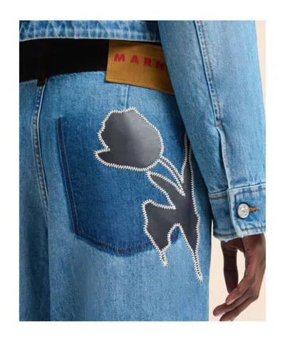 Marni Jeans With Appliqué In Blue