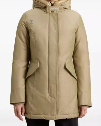 Woolrich Insulated Parka With Hood And Pockets In Nude