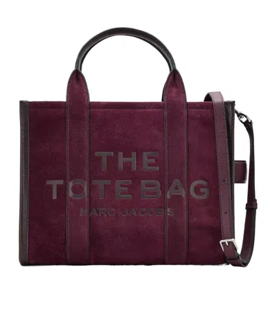 Marc Jacobs Women Dark Plum The Logo Medium Tote, Onesize Luxury Totes For Women Darveys In Burgundy