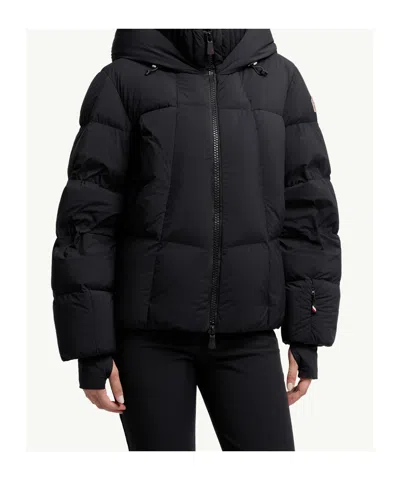 Moncler Ski Jacket With Hood And Elastic Cuffs In Black