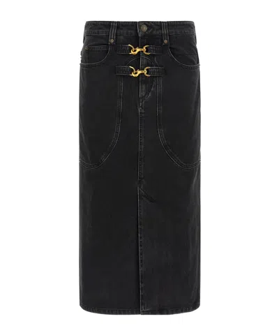 Isabel Marant 'pavina' Denim Midi Skirt In Black