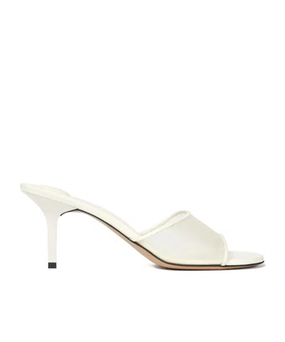 Jacquemus Cubisto Leather-trimmed Mesh Mules In White