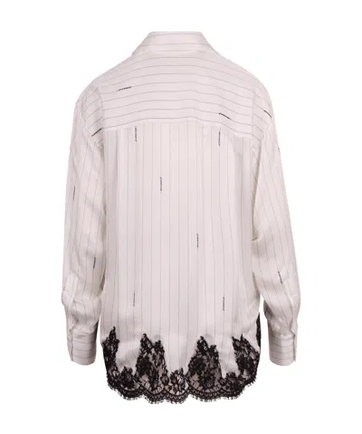 Ermanno Firenze Pinstriped Shirt With Lace In White