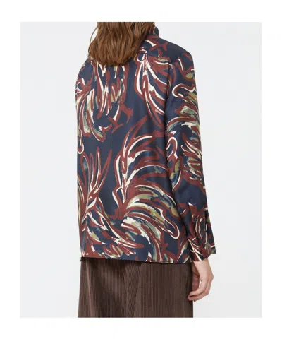 Weekend Max Mara Omens Ultramarine Rive Long-sleeve Silk Shirt In Multi