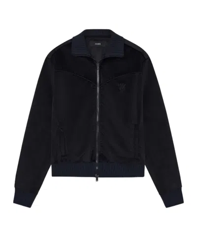 Amiri Velour Zip-up Jacket In Black