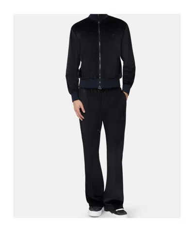 Amiri Velour Zip-up Jacket In Black