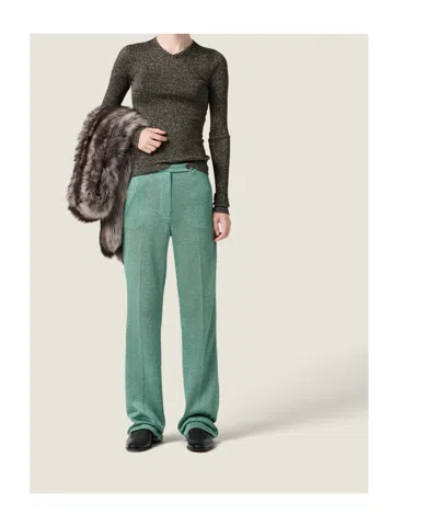 Miu Miu Lurex V-neck Sweater In Gray