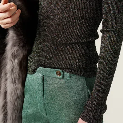 Miu Miu Lurex V-neck Sweater In Gray