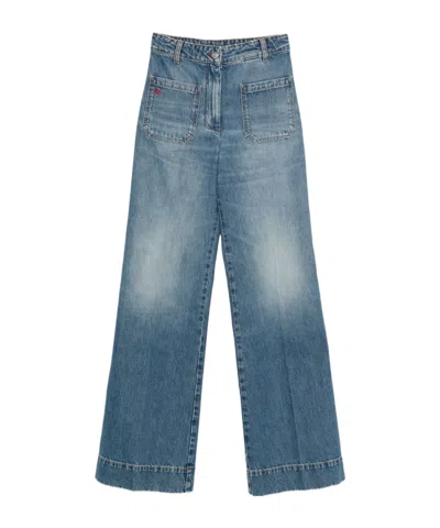 Victoria Beckham Alina Stretch High Rise Straight Leg Jeans In Medium Wash