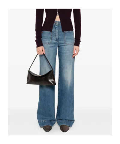 Victoria Beckham Alina Stretch High Rise Straight Leg Jeans In Medium Wash