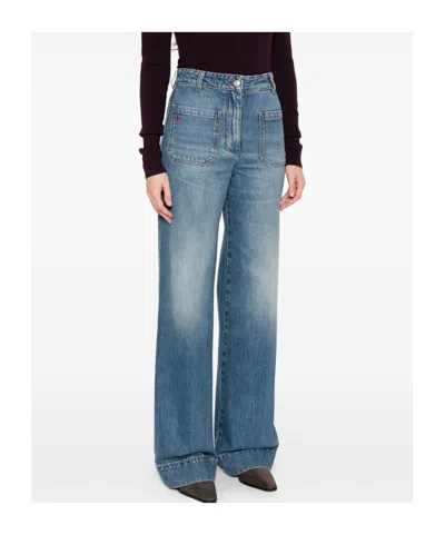 Victoria Beckham Alina Stretch High Rise Straight Leg Jeans In Medium Wash