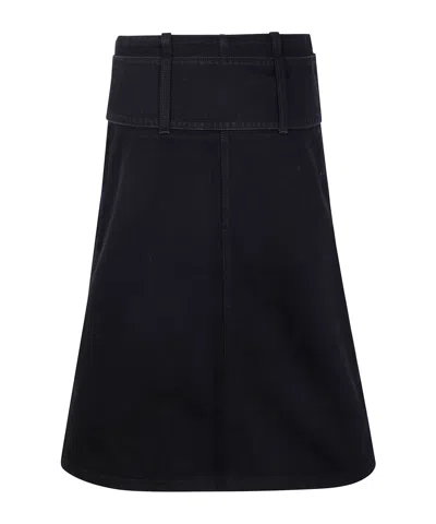 Patou Midi Skirt With Zipper And Belt In Black