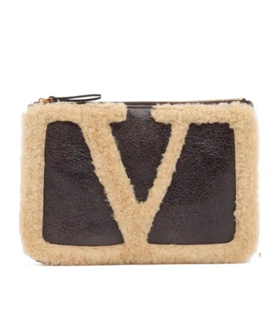 Valentino Viva Superstar Small Shearling Shopping Shoulder Bag In Black