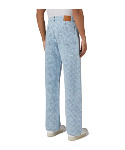 Casablanca Letter Pattern Jeans Leggings In Blue