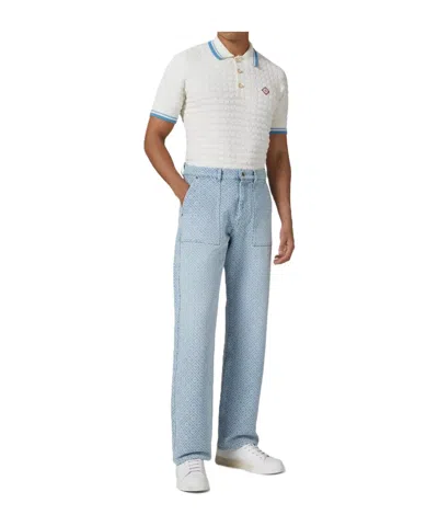 Casablanca Letter Pattern Jeans Leggings In Blue