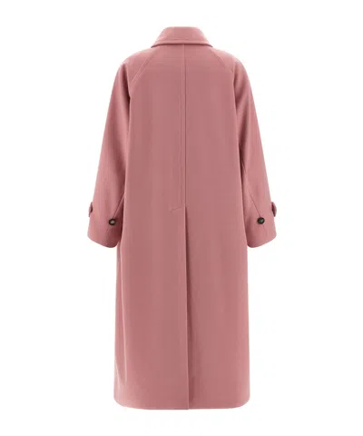 Alberto Biani Wool Coat With Notched Collar And Raglan Sleeves In Pink