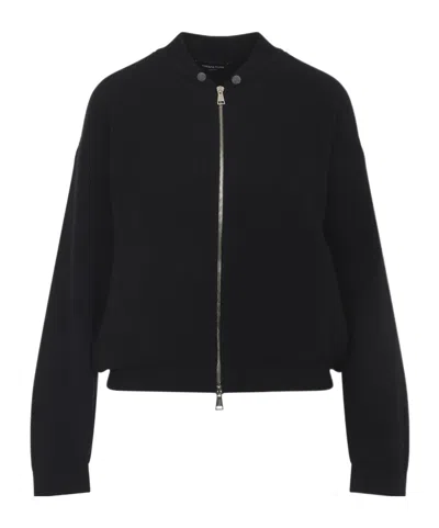 Fabiana Filippi Ribbed Virgin Wool Jacket With Signature Metal Accents In Black