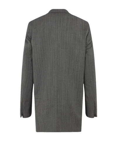 Dries Van Noten Grey Melange Wool Blink Jacket In Gray