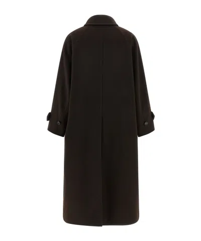 Alberto Biani Long Collared Coat With Side Pockets And Sleeves In Black