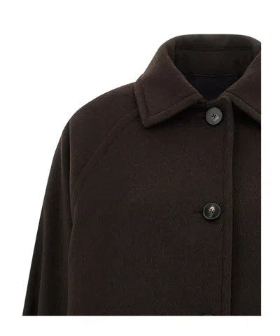 Alberto Biani Long Collared Coat With Side Pockets And Sleeves In Black