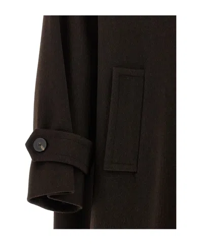 Alberto Biani Long Collared Coat With Side Pockets And Sleeves In Black