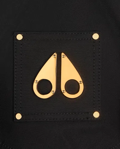 Moose Knuckles Fitted Hooded Jacket With Plush Fur Trim And Metallic Accents In Black