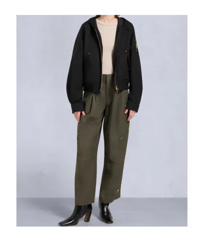 Moose Knuckles Fitted Hooded Jacket With Plush Fur Trim And Metallic Accents In Black