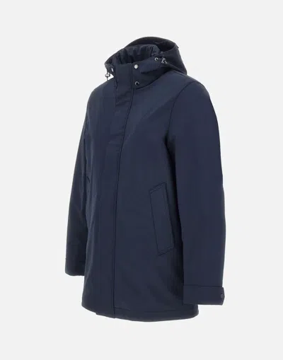 Woolrich Soft Shell Coat Barrow Mact Melton Blue In Blue