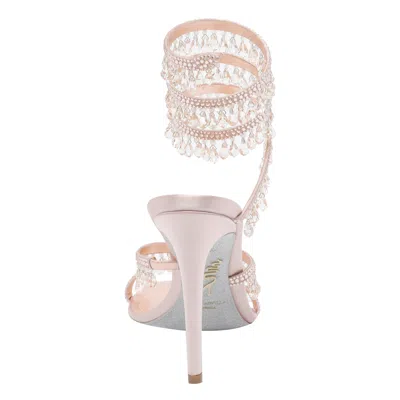 René Caovilla Rene Caovilla Womens Beige Chandelier 105 Crystal-embellished Leather Heeled Courts
