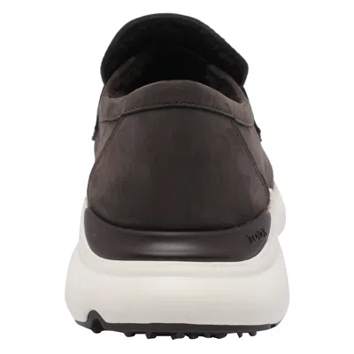 Tod's Sporty Suede Loafers Rubber Sole In Black