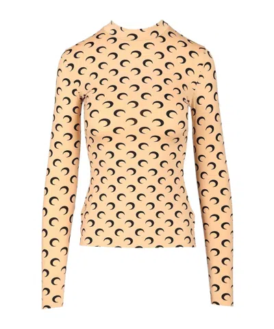 Marine Serre All-over Printed Moon Pattern T-shirt In Brown