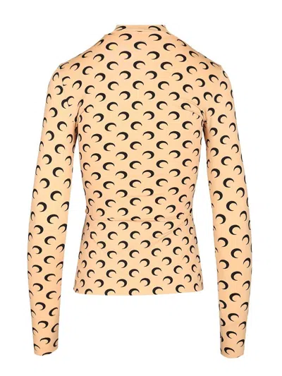 Marine Serre All-over Printed Moon Pattern T-shirt In Brown