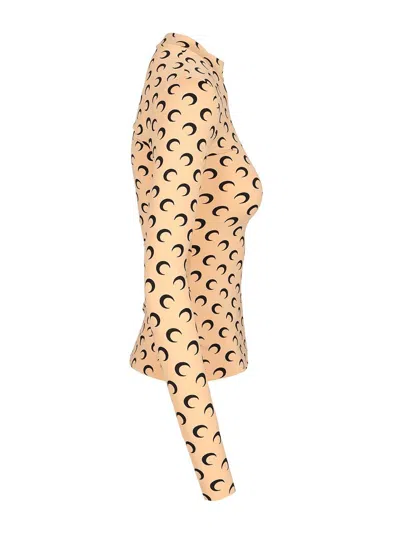 Marine Serre All-over Printed Moon Pattern T-shirt In Brown