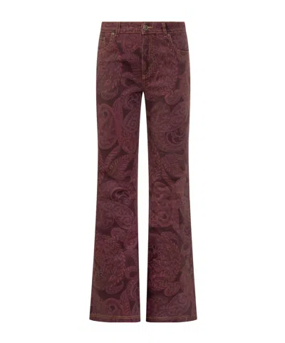 Etro Belt Loop Jeans In Red