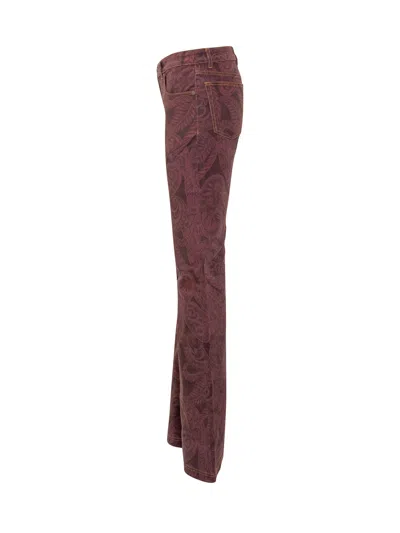 Etro Belt Loop Jeans In Red