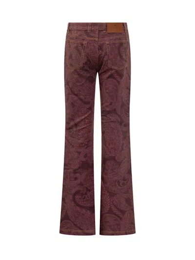 Etro Belt Loop Jeans In Red