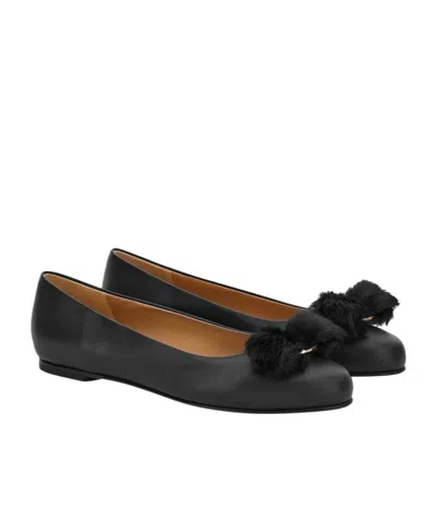Ferragamo Vara Bow Ballet Flats In Black