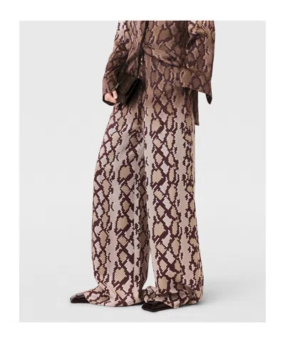 Stella Mccartney Snake Print Oversized Drawstring Pants In Brown