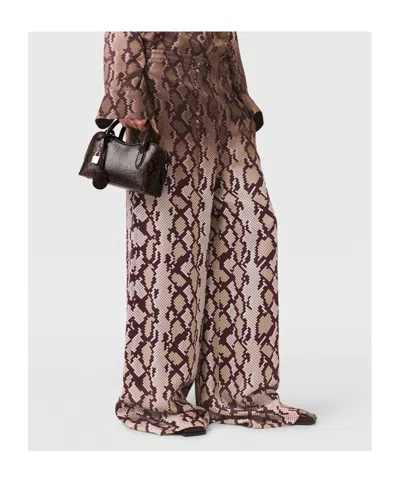 Stella Mccartney Snake Print Oversized Drawstring Pants In Brown